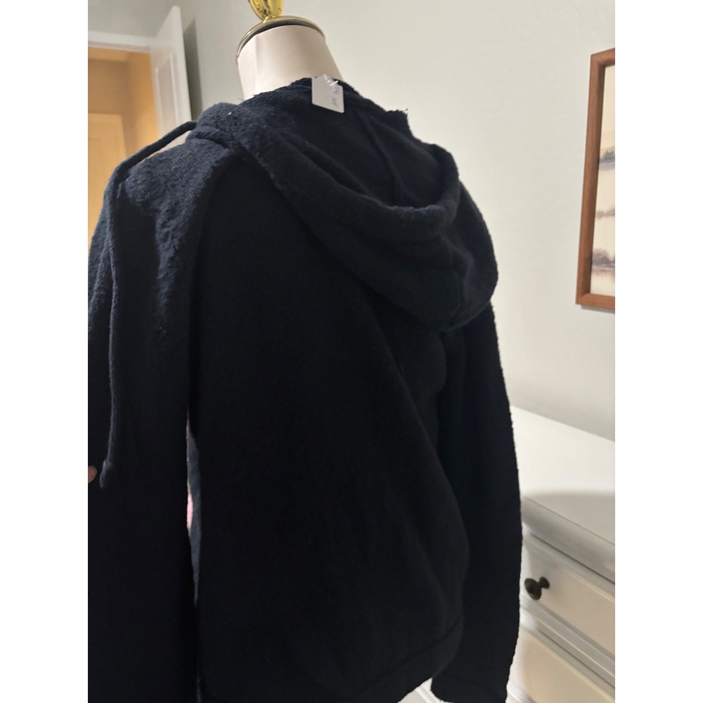 Abercrombie Knit Hoodie Navy Full Zip Boucle Sweater Large - Picture 3 of 3